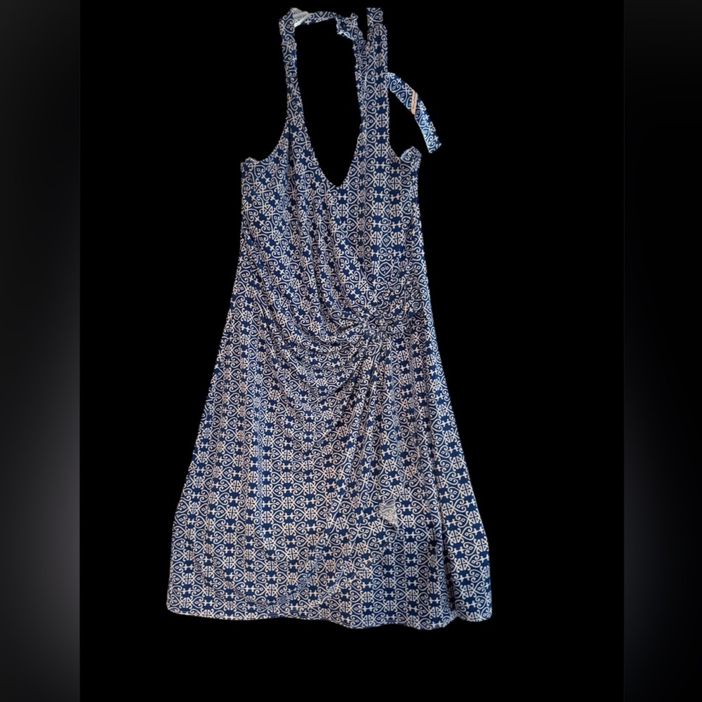 Tommy Bahama blue and White Sleeveless Halter Sundress